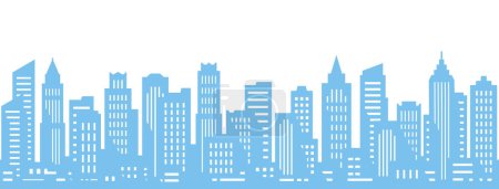 Illustration for City skyline silhouette seamless. Downtown landscape with high skyscrapers. Panorama architecture buildings. Urban life - Royalty Free Image