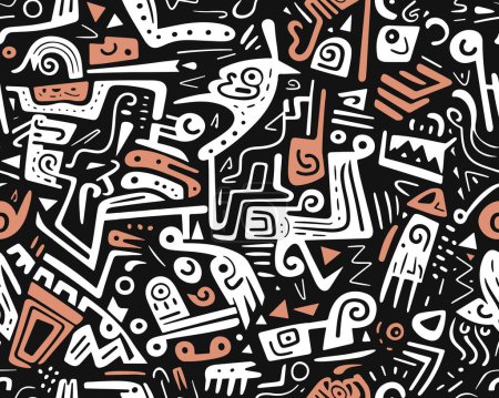 Illustration for Ethnic seamless pattern in tribal style. Background, wrapping paper, wallpaper, textile and surface design vector - Royalty Free Image