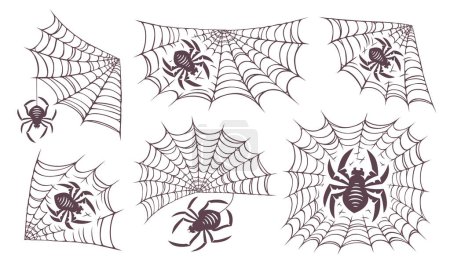 Illustration for Spider and web set. Concept Halloween decoration design. Collection vector illustration - Royalty Free Image