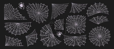 Illustration for Spider and web set. Concept Halloween decoration design. Cobweb collection elements illustration - Royalty Free Image