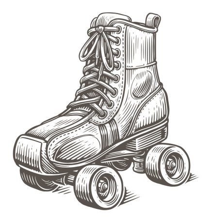 Retro roller skates. Rollerblading, skating concept. Sketch vintage vector illustration