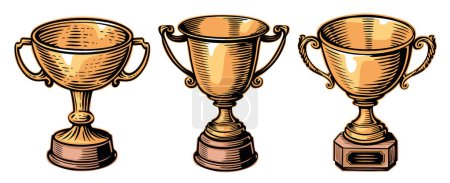 Illustration for Winner cup. Golden trophy, award. Symbol of the winner vector illustration - Royalty Free Image
