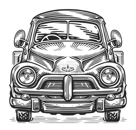 Ilustración de Camioneta retro Farmer. Granja transporte boceto vintage vector ilustración - Imagen libre de derechos