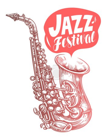 Illustration for Jazz music concert, vector illustration. Saxophone for flyer, invitation, banner, cover, advertisement - Royalty Free Image