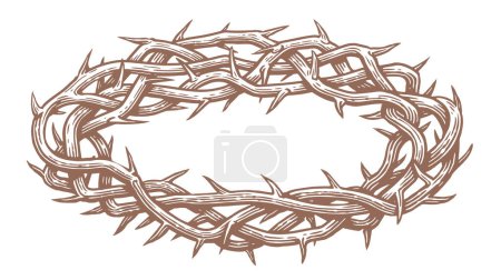 Ilustración de Corona de espinas Jesucristo. Pascua, clipart vectorial de bocetos. Símbolo religioso del cristianismo - Imagen libre de derechos
