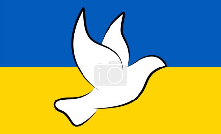 Illustration for Eps vector illustration with white peace dove in front of ukraine flag as a sign against war - Royalty Free Image