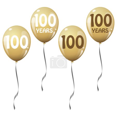 Téléchargez les illustrations : Quatre ballons de jubilé d'or pendant 100 ans - en licence libre de droit