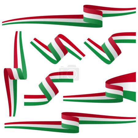 Téléchargez les illustrations : Collection de sept bannières différentes avec des couleurs de pays hongrois - en licence libre de droit