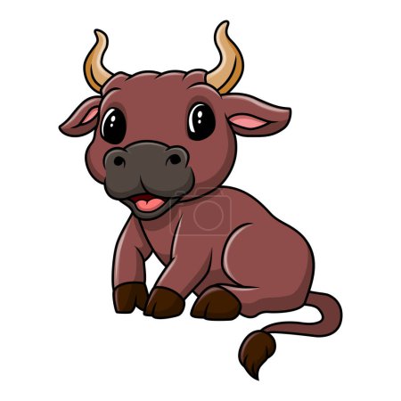 Illustration for Cartoon cute bull a happy - Royalty Free Image