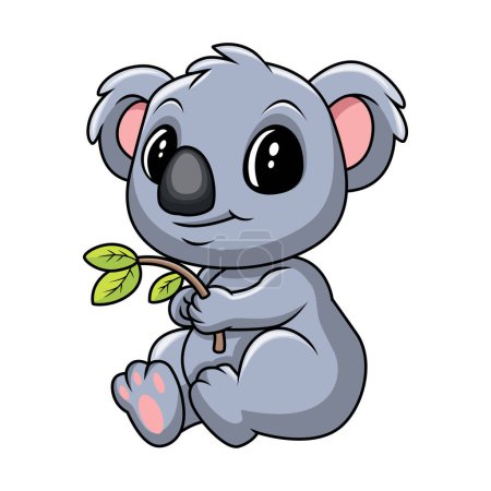 Ilustración de Oso de Koala con hojas verdes - Imagen libre de derechos