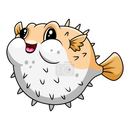 Illustration for Cute funny cartoon pufferfish A smile - Royalty Free Image