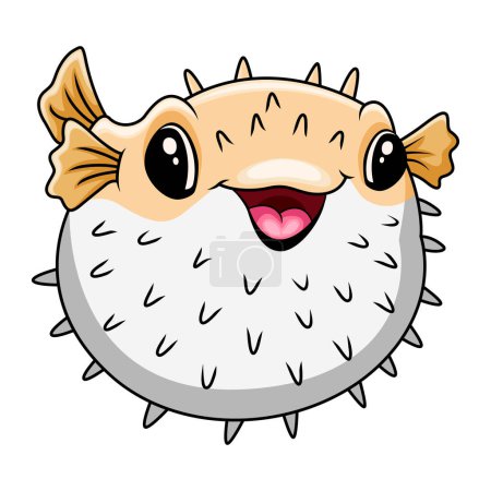 Illustration for Cute funny cartoon pufferfish A smile - Royalty Free Image
