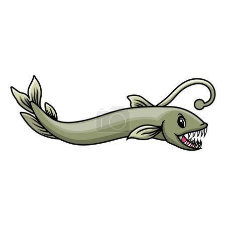 Illustration for Funny cartoon viperfish a swimming - Royalty Free Image