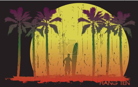 Ilustración de Sunset long boarder,  vector illustration - Imagen libre de derechos