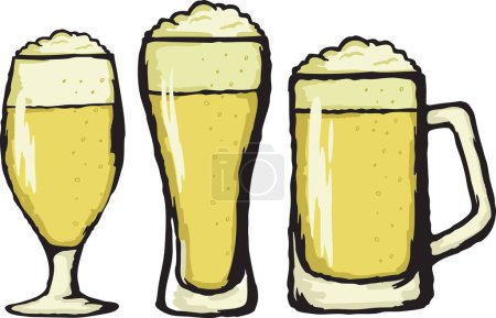 Téléchargez les illustrations : Ensemble de verres à bière illustration vectorielle - en licence libre de droit