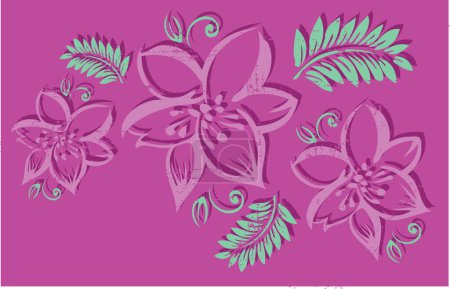 Illustration for Pink flowers set vector illustration - Royalty Free Image