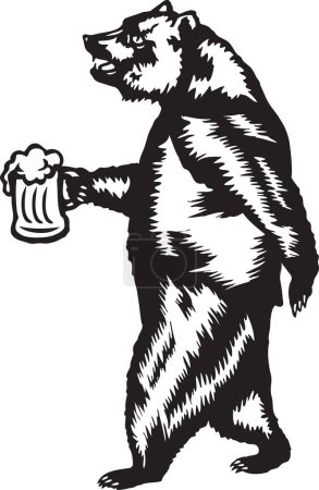 Téléchargez les illustrations : A cali bear with beer vector illustration - en licence libre de droit