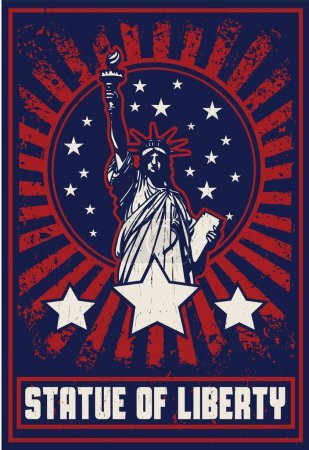 Illustration for Rock poster with statue of liberty - Royalty Free Image