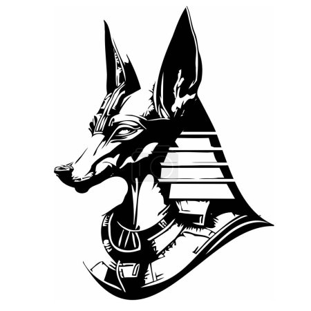 Illustration for Anubis is a popular Egyptian deity often depicted as a man with the head of a jackal. In your vector EPS image, Anubis is shown standing tall with his characteristic jackal head, - Royalty Free Image