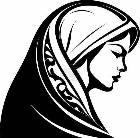 Illustration for This captivating vector illustration celebrates the beauty and diversity of Muslim culture with a focus on the traditional hijab. In this artwork, the intricate details of a woman wearing a hijab are thoughtfully depicted - Royalty Free Image