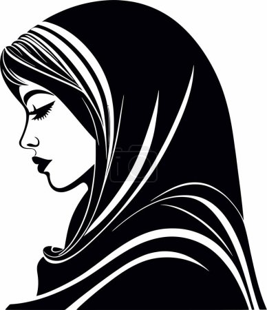 Illustration for This captivating vector illustration celebrates the beauty and diversity of Muslim culture with a focus on the traditional hijab. In this artwork, the intricate details of a woman wearing a hijab are thoughtfully depicted - Royalty Free Image