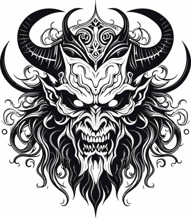 Abstract Demon Face Vector Illustration: An Enigmatic Symbol of Otherworldly Power