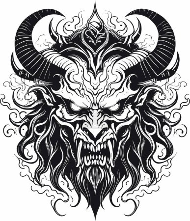 Abstract Demon Face Vector Illustration: An Enigmatic Symbol of Otherworldly Power