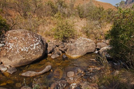 The clear water of the Mahai river in the Royal Natal National Park. Drakensber South Africa