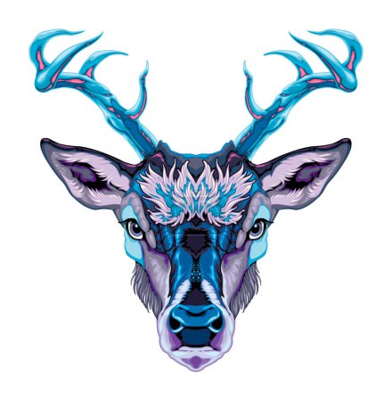 Illustration for Deer frontal view, vector isolated animal - Royalty Free Image