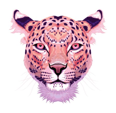 Téléchargez les illustrations : Tête de léopard, animal isolé vectoriel - en licence libre de droit