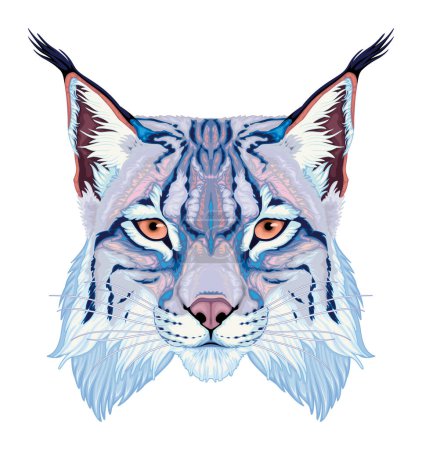 Téléchargez les illustrations : Tête de lynx, animal isolé par vecteur - en licence libre de droit