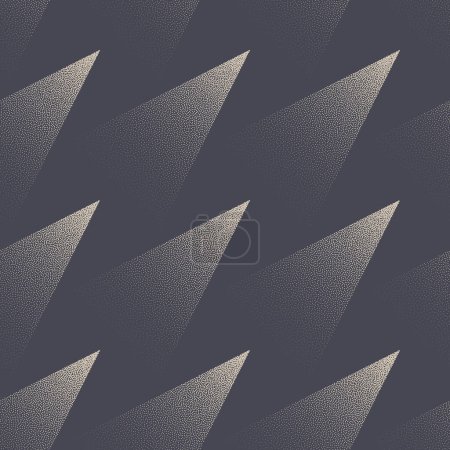 Stylisé Dragon Scale pointillé motif sans couture graphique vecteur Résumé de fond. Structure géométrique 3D Textile Design Stipple Grainy Texture subtile grise répétitive. Illustration moderne d'art demi-ton