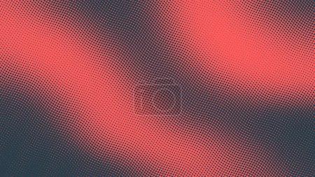 Illustration for Pop Art Dots Wavy Halftone Pattern Vector Textured Red Dark Blue Abstract Background. Dot Work Structure Subtle Texture Design Element. Half Tone Contrast Graphic Minimalistic Art Abstraction - Royalty Free Image
