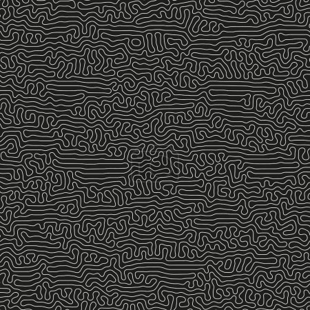Illustration for Tangled Lines Psychedelic Complexity Pattern Vector Black and White Abstract Background. Outline Drawings Intricate Ripple Messy Structure Mental Disorder Concept. Psychedelic Art Graphic Abstraction - Royalty Free Image