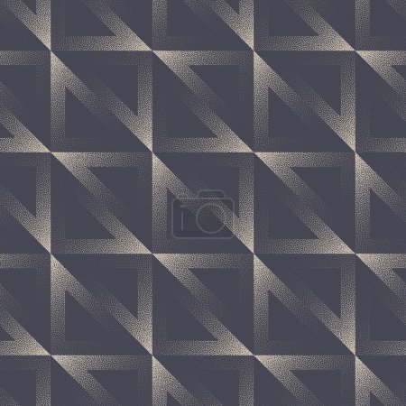 Téléchargez les illustrations : Triangles Geometric Seamless Pattern Vector Ultra Modern Abstract Background. Structure de grille triangulaire Conception de vêtements Textile Imprimer abstraction répétitive. Art demi-ton Illustration graphique sans fin - en licence libre de droit