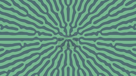 Ilustración de Patrón de simetría radial frenética psicodélica turquesa Vector Fondo abstracto loco. Turing Diffusion Effect Trippy Hypnotic Abstraction Panoramic Green Fondo de pantalla. Estilo Rave Extraño Camiseta Imprimir - Imagen libre de derechos