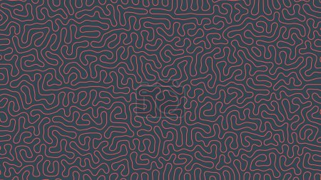 Illustration for Tangled Thin Red Lines Vector Abstract Background Outline Psychedelic Pattern. Intricate Ripple Structure Panoramic Minimalistic Wallpaper. Hypnotic Abstraction. Line Art Graphic Modern Illustration - Royalty Free Image