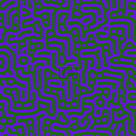 Illustration for Eye Catching Bizarre Color Combination Seamless Pattern Purple Green Abstraction. Psychedelic Doodle Art Structure Repetitive Abstraction. Alien Monster Skin Endless Texture. Acid Trippy Hallucination - Royalty Free Image
