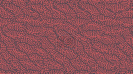 Ilustración de Turing Diffusion Abstract Organic Pattern Vector Red Wide Abstract Background (en inglés). Bioquímica Biotecnología Microbiología Química Ilustración Conceptual. Estructura compleja Abstracción psicodélica - Imagen libre de derechos