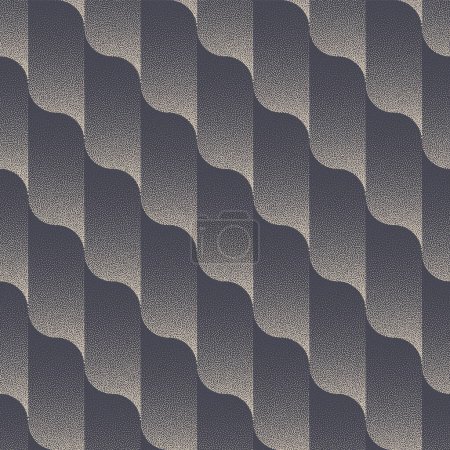 Wavy Ripple Seamless Pattern Trend Vector Dotwork Eleganter abstrakter Hintergrund. Layered Curved Structure Modern Trendy Design Apparel Textile Print Repetitive Wallpaper. Halb-Ton-Illustration
