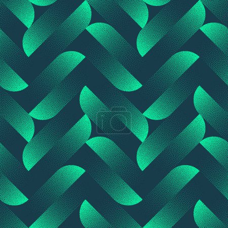Illustration for Vector Eye-Catching Chic Seamless Pattern Trend Turquoise Abstract Background. Half Tone Striking Art Illustration for Textile Print. Endless Stunning Graphical Abstraction Wallpaper Dot Work Texture - Royalty Free Image