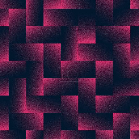 Eye Catching Geometric Tiled Seamless Pattern Trend Vector Purple Abstract Background. Unusual Mesmerized Motif Half Tone Art Illustration for Textile. Graphical Abstraction Wallpaper Dot Work Texture