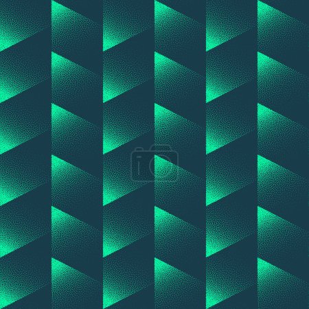 Futuristic Geometric Seamless Pattern Trend Vector Turquoise Résumé Contexte. Illustration d'art demi-ton vert menthe ultra moderne. Mod graphique répétitif abstraction Fond d'écran Dot Work Texture
