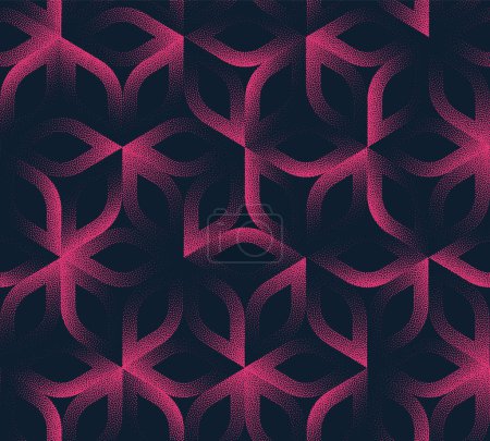 Ilustración de Elegante ornamento inconsútil patrón tendencia Vector Noir púrpura fondo abstracto. Ilustración de arte rosa de medio tono negro para impresión textil. Abstracción gráfica repetitiva Fondo de pantalla Dot Work Texture - Imagen libre de derechos
