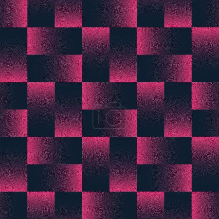 Tile Seamless Pattern Trend Vector Noir Purple Contrast Résumé Contexte. Illustration d'art demi-ton rose noir pour textile. Fond d'écran abstraction graphique répétitive Dot Work Texture