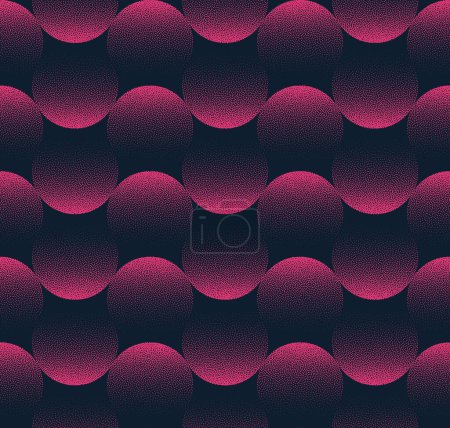 hipnotizante patrón sin costura dinámica tendencia Vector Noir púrpura fondo abstracto. Psychedelic Pink Black Half Tone Art Illustration for Textile (en inglés). Loopable abstracción gráfica fondo de pantalla Dotwork textura