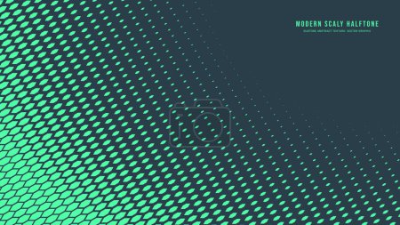 Modern Scaly Halftone Pattern Rounded Smooth Border Vector Turquoise Abstract Background. Ultramodern Minimalistic Art Half Tone Graphic Mint Green Wide Wallpaper. Technologic Futuristic Illustration