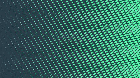 Moderno patrón escamoso de medio tono vectorial descolorido textura turquesa fondo abstracto. Ultramoderno Mínimo Medio Tono Gráfico Menta Verde Fondo de pantalla ancho. Ilustración de arte de ciencia ficción tecnológica futurista