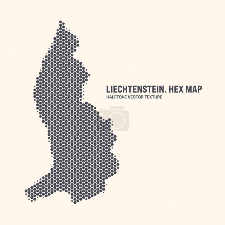 Liechtenstein Map Vector Hexagonal Halftone Pattern Isolate On Light Background. Moderne technologische Umrisskarte von Liechtenstein für Design oder Geschäftsprojekte