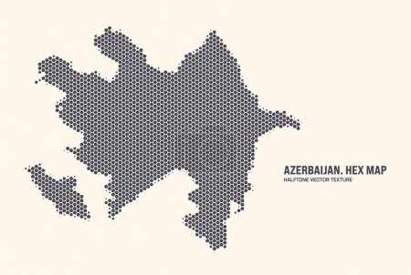 Illustration for Azerbaijan Map Vector Hexagonal Halftone Pattern Isolate On Light Background. Hex Texture in the Form of a Map of Azerbaijan. Modern Tech Contour Map of Azerbaijan for Design or Business Projects - Royalty Free Image